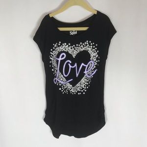Justice Black Short Sleeve Sequin Tee (10) GUC